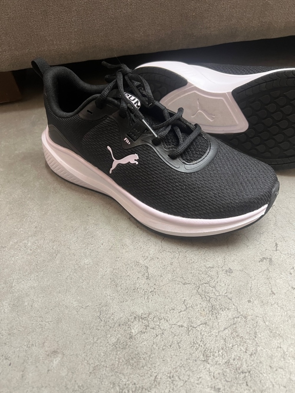 Puma Women’s Black Athletic Sneaker with Light Pink Accents